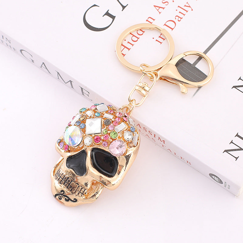 Wholesale Zinc Alloy Color Rhinestone Skull Keychain